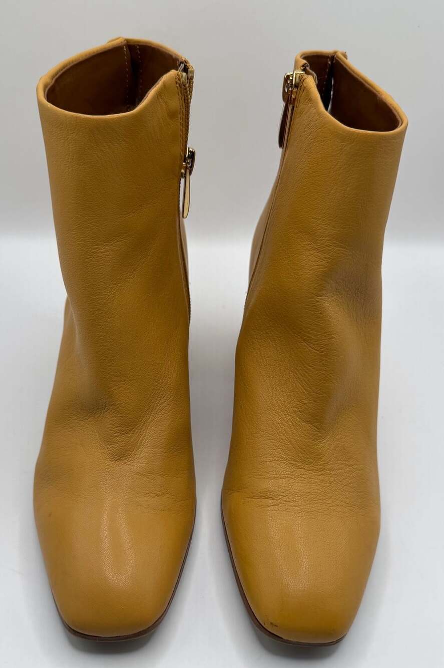 Franco Sarto Tina Ankle Boots Size 6.5M Yellow Leather Chunky Heel